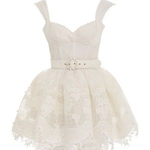 Zimmerman High Tide Embroidered Bustier Minidress White - PERFECT CONDITION